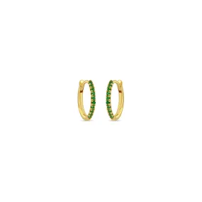 14k Pavé Emerald Medium Hinge Huggie Hoops