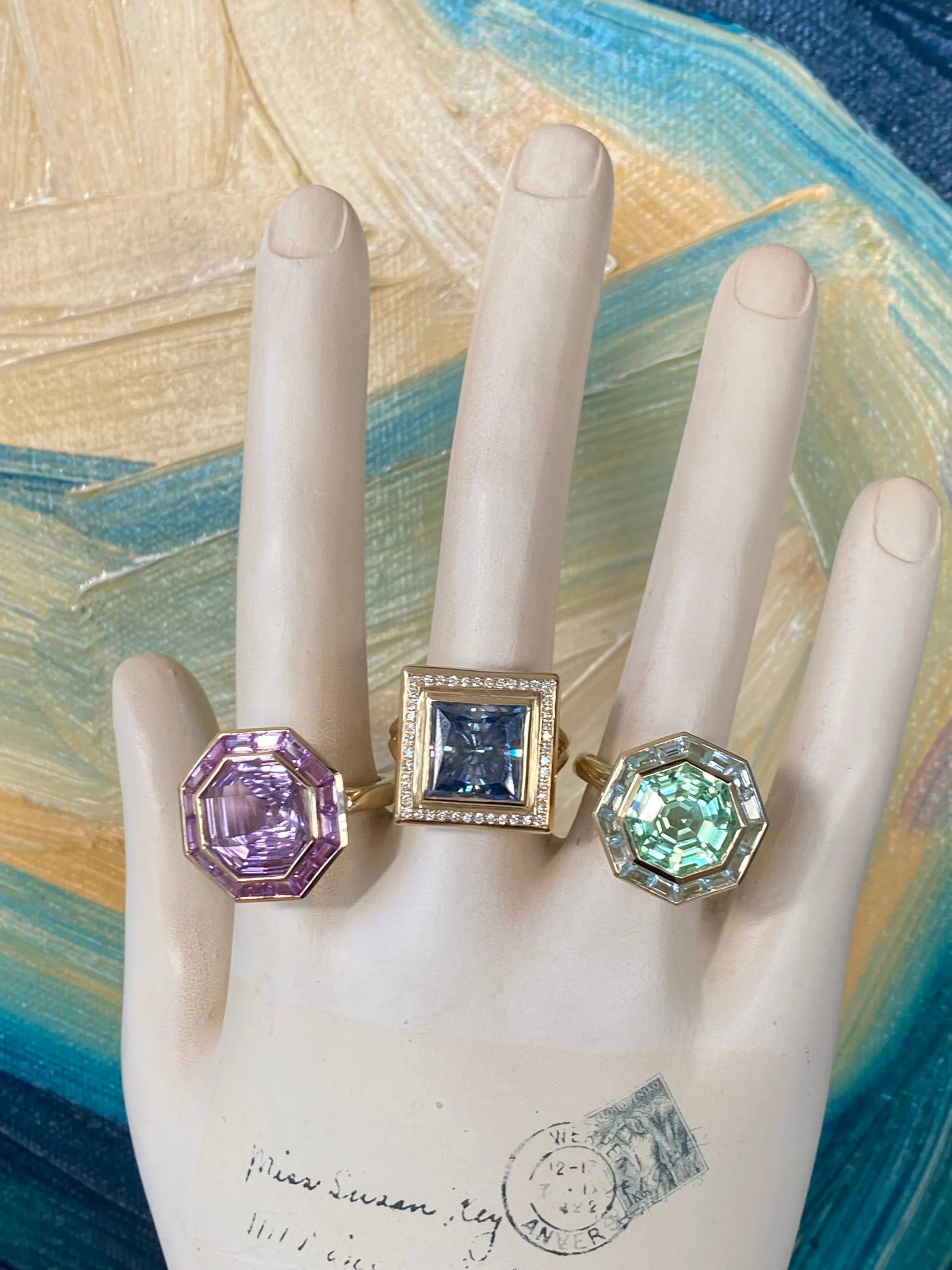 14K YG Tourmaline and Aquamarine Bia Ring