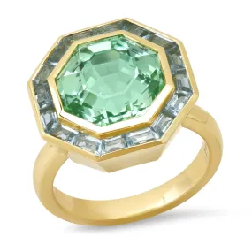 14K YG Tourmaline and Aquamarine Bia Ring