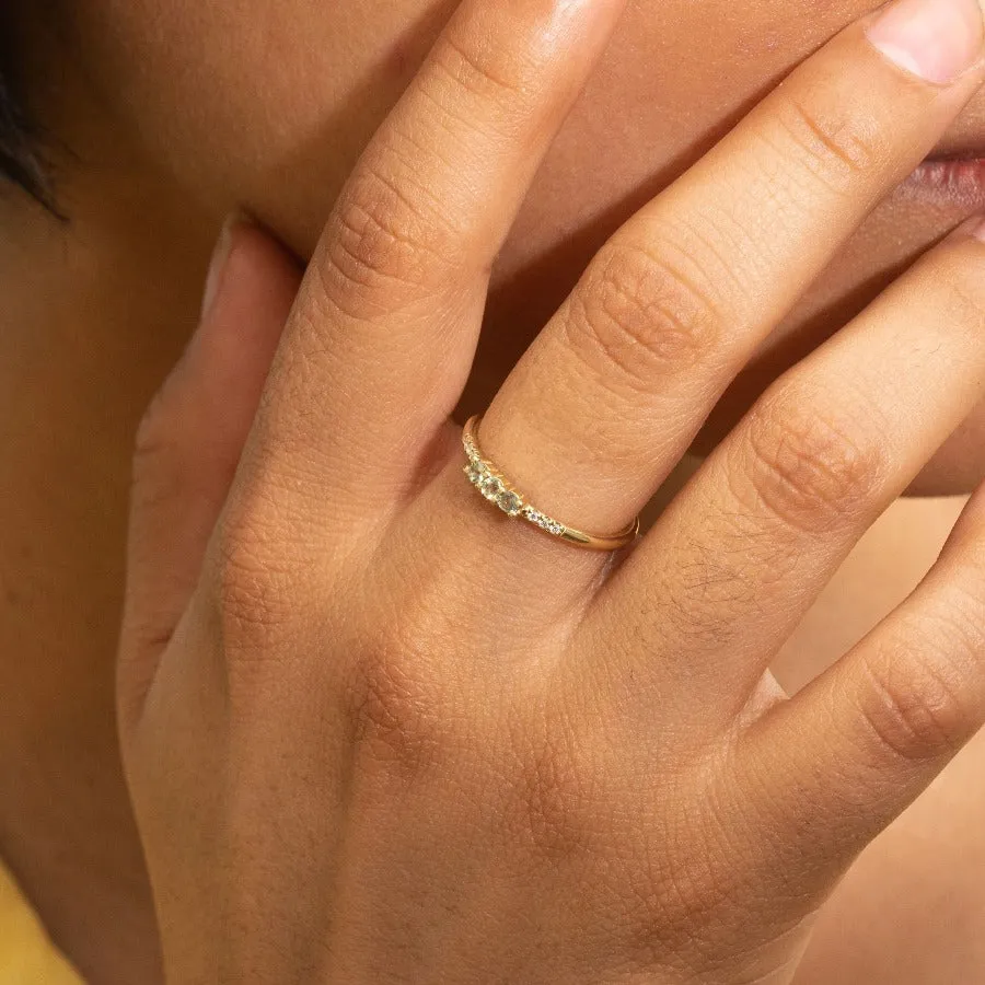 3 Green Sapphire Equilibrium Ring