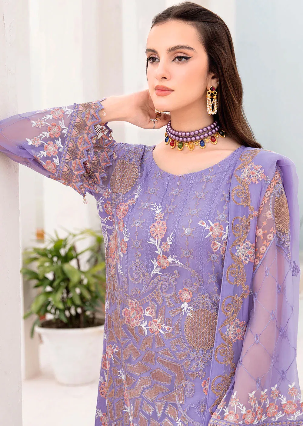 A-711-R - Readymade - Ramsha Chevron Chiffon Collection Vol 7