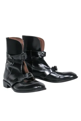 Acne Studios - Black Leather Buckled Cutout "Petra" Booties Sz 8