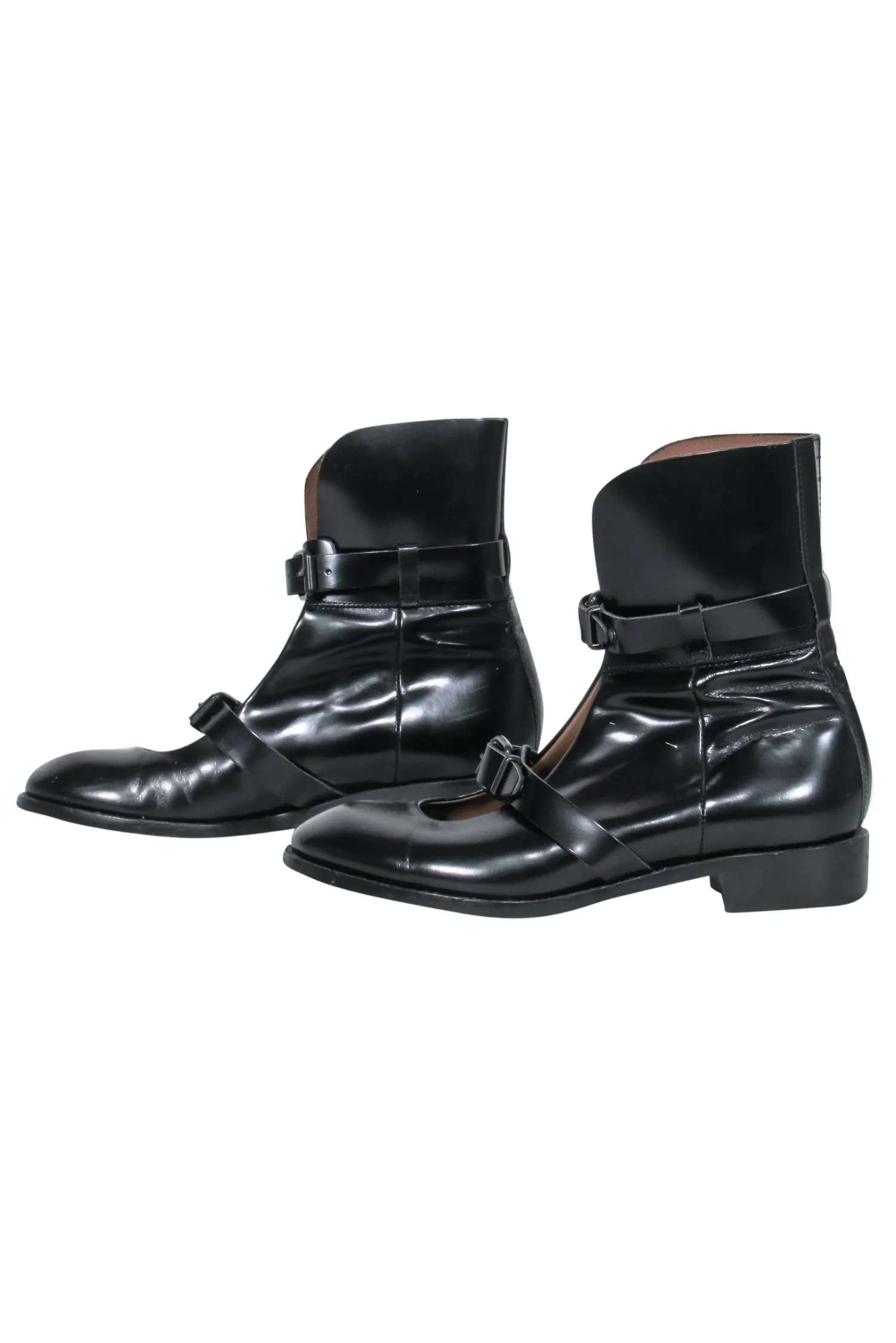 Acne Studios - Black Leather Buckled Cutout "Petra" Booties Sz 8