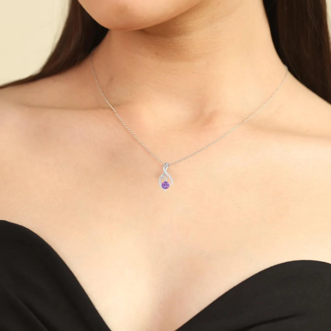 Amethyst Treble Clef Music Necklace