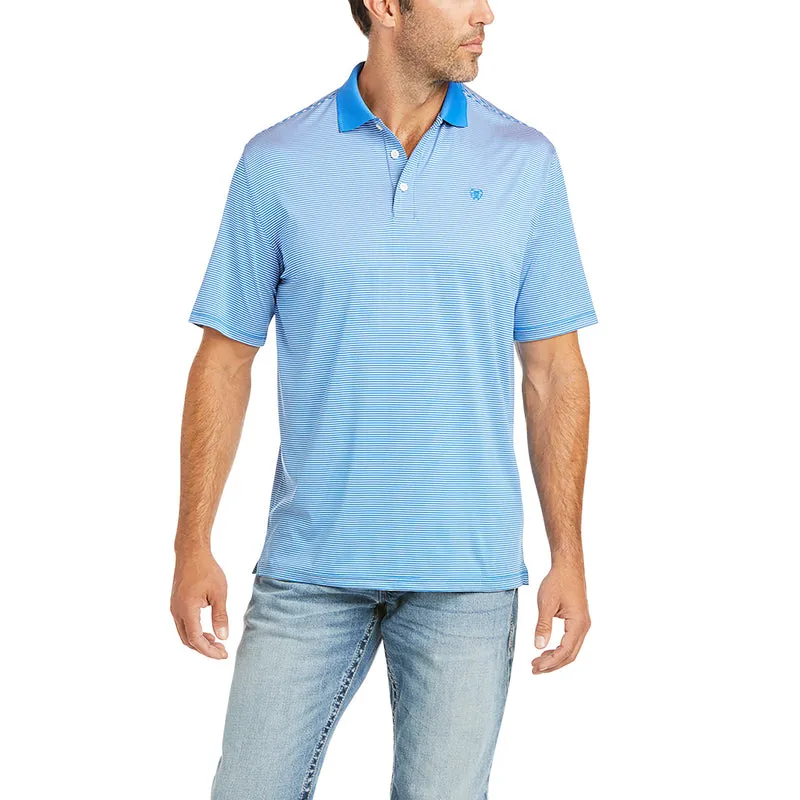 'Ariat' Men's Micro Stripe Polo - Imperial Blue