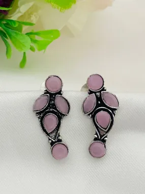 Attractive Purple Stone Designer Oxidized Earrings For Women