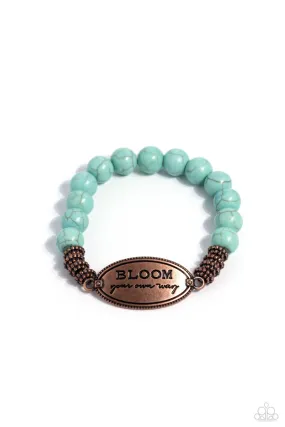 Bedouin Bloom Copper & Turquoise Blue Stone Inspirational Bracelet - Paparazzi Accessories