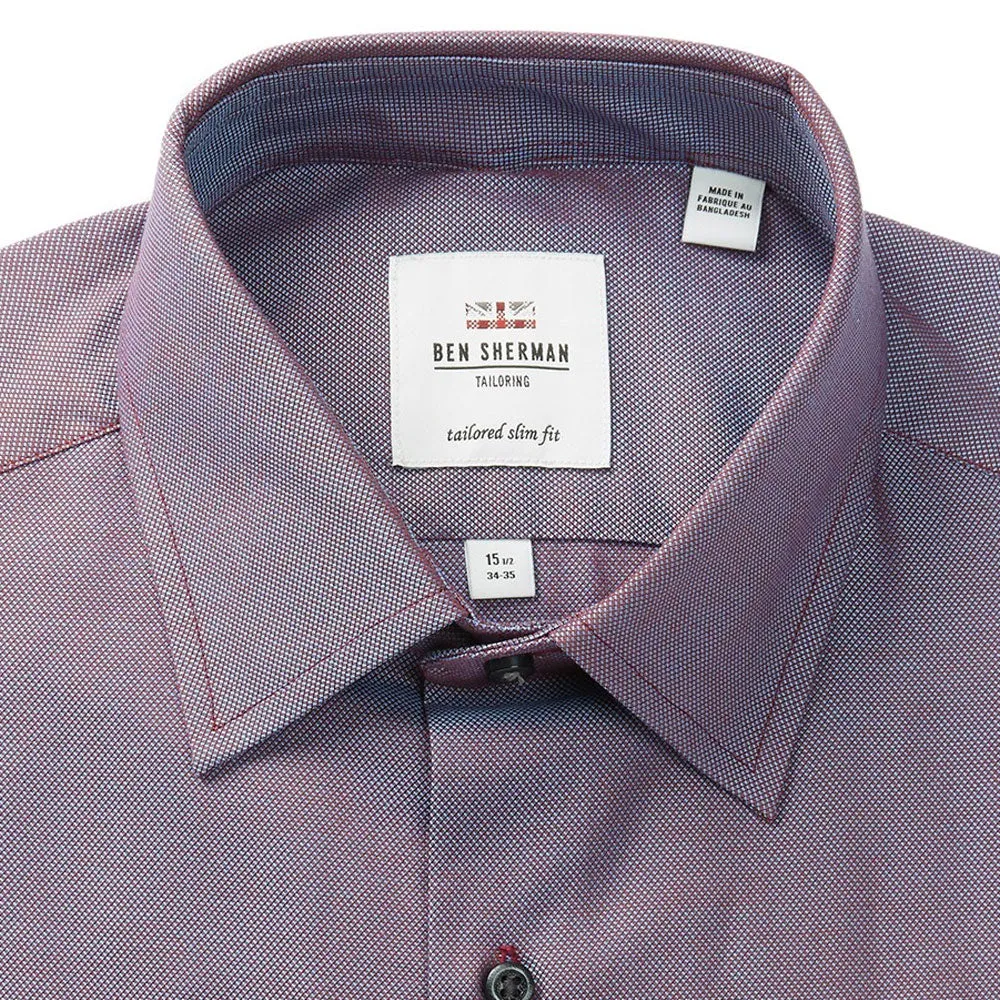 BEN SHERMAN Wine & Blue Royal Oxford Shirt