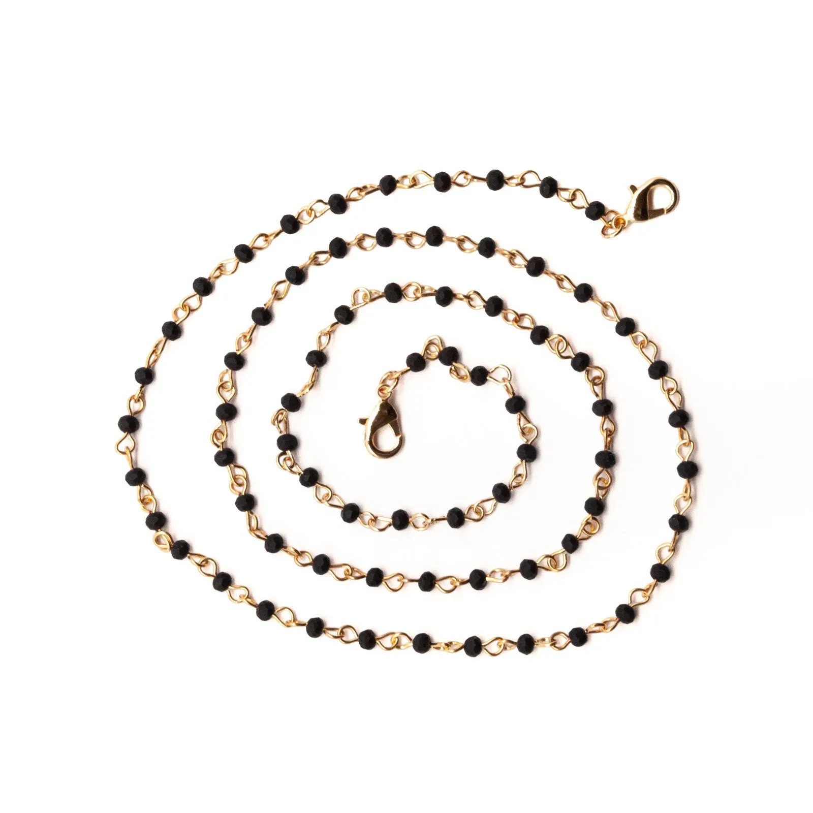 Black & Gold Beads Lanyard Necklace