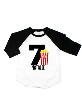 Black & White Popcorn Raglan Shirt - Personalized