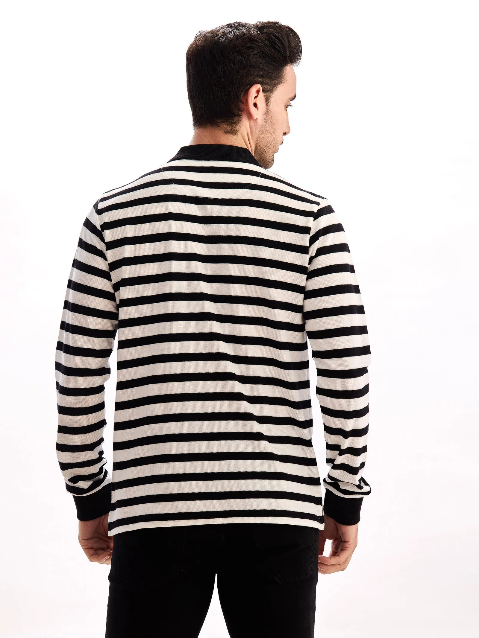 Black Striped Polo T-Shirt