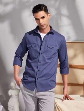 Blue Stretch Cargo Shirt