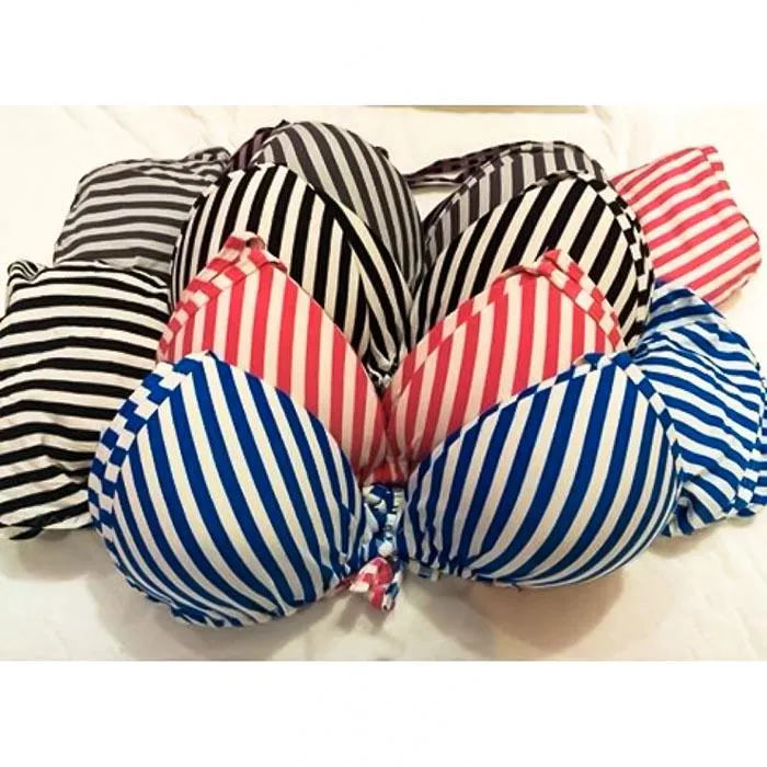 BLUE STRIPS PRINT BIKINI SET