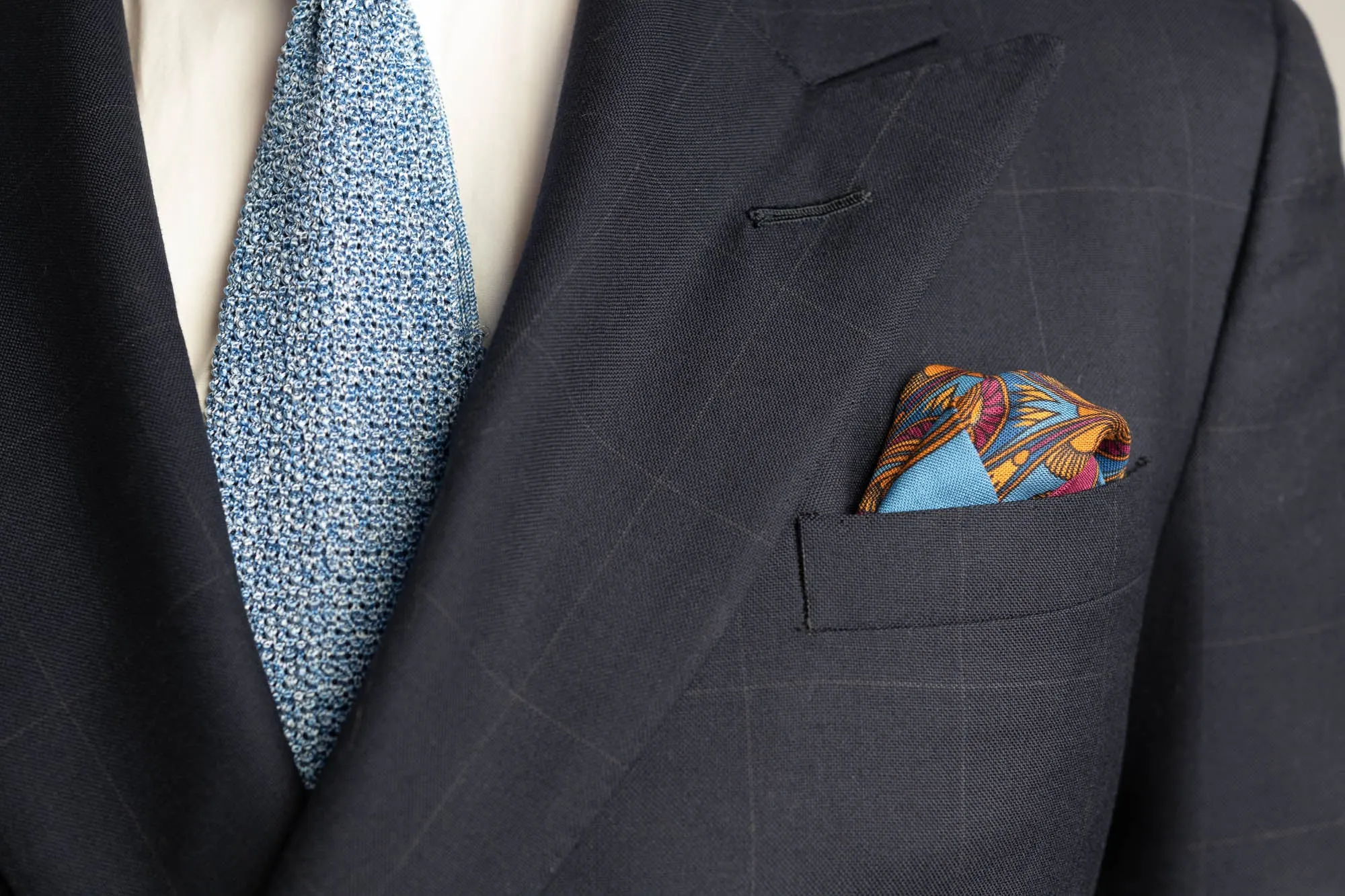 Cerulean Blue Art Deco Egyptian Scarab Pocket Square