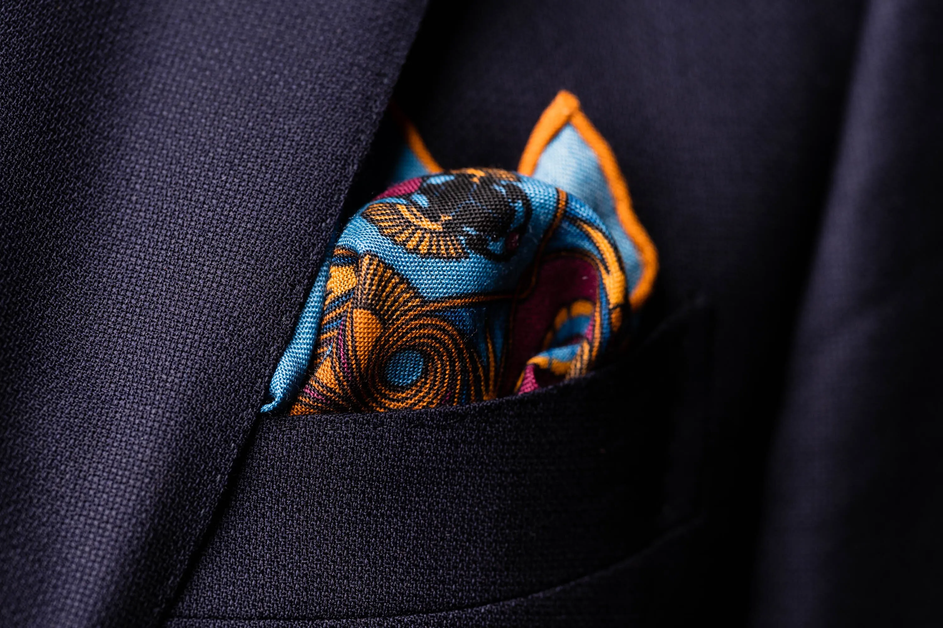 Cerulean Blue Art Deco Egyptian Scarab Pocket Square