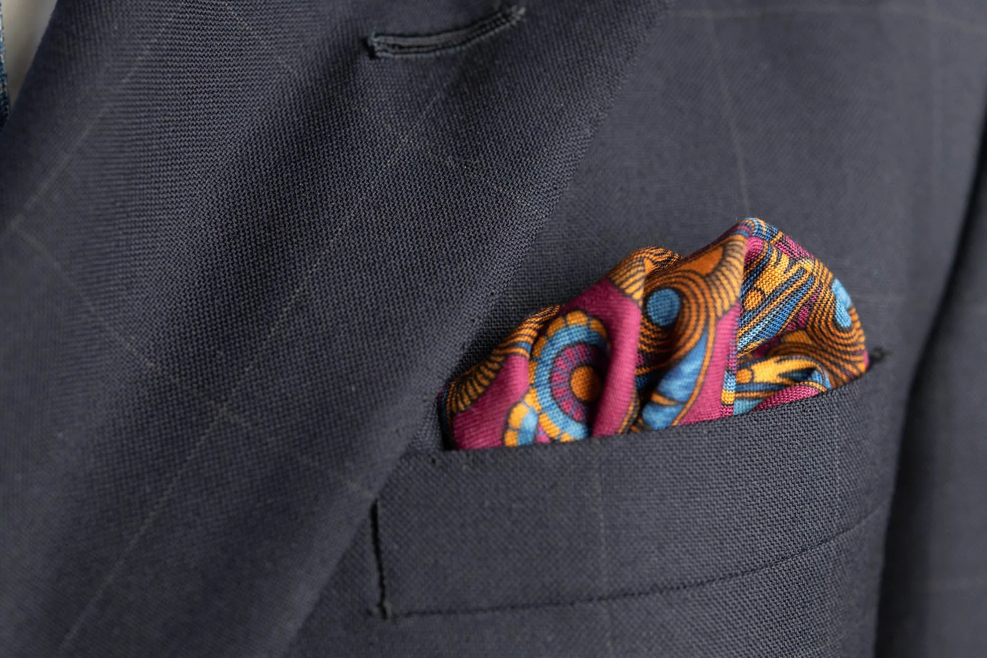 Cerulean Blue Art Deco Egyptian Scarab Pocket Square