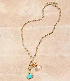 Chan Luu Pearl and Turquoise Dangle Necklace