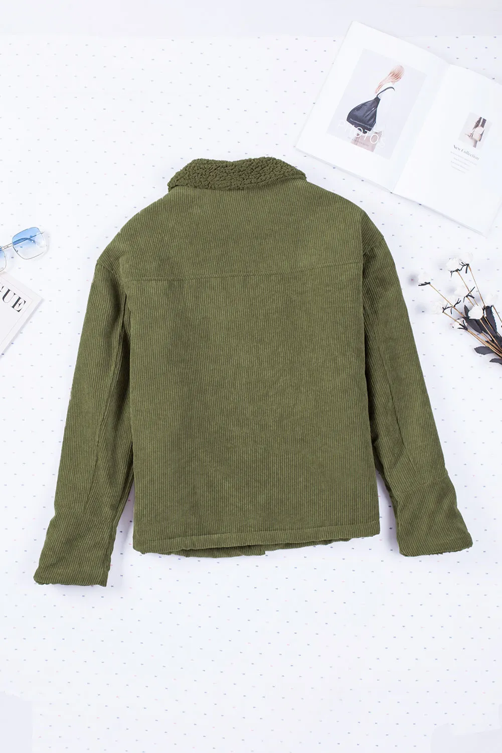 Corduroy Winter Warm Jackets Fleece Lining Shacket Coats Outwear