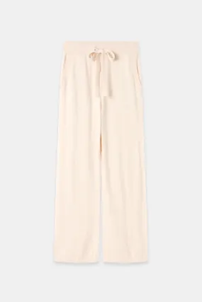 Cotton Cashmere Wide Leg Pant in Oat