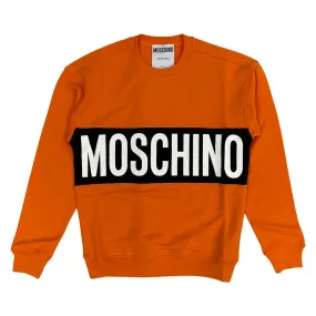 Cotton Sweatshirt With Contrast Logo (Orange/White)