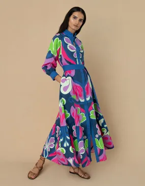 Demi Cotton Maxi Dress - Seventies Blue - SALE