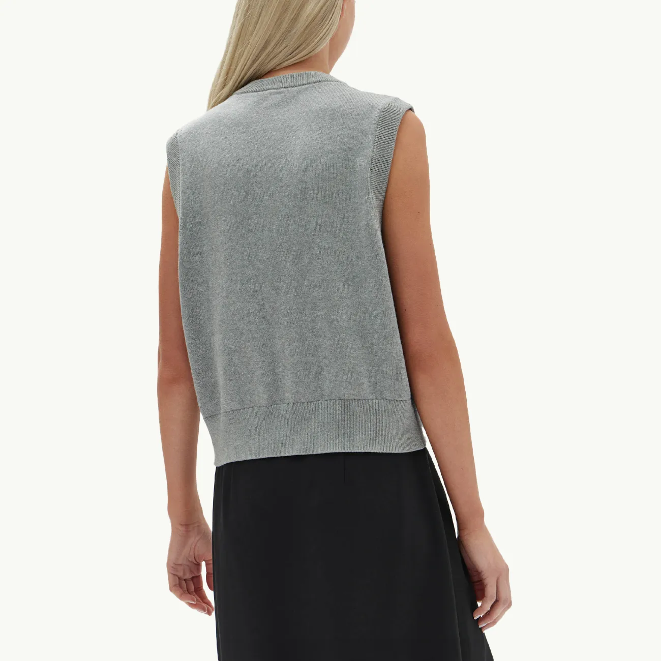 Ember Relaxed Knit Cotton Vest - Grey Marle