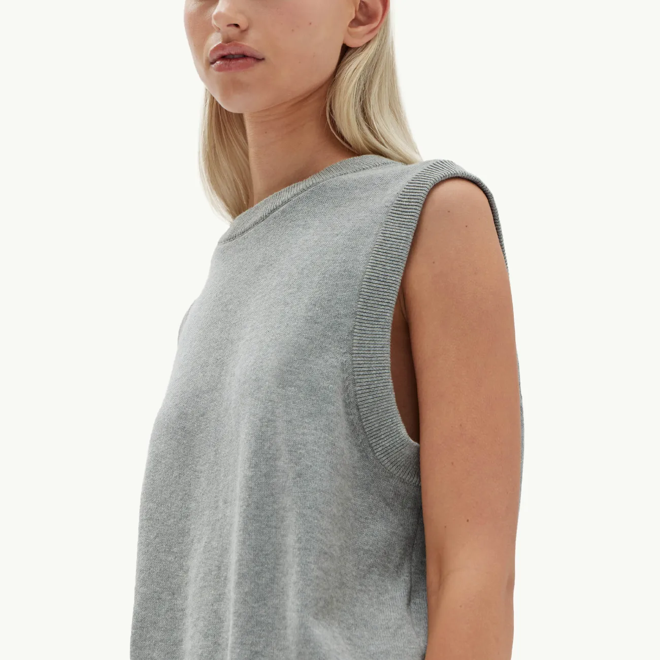 Ember Relaxed Knit Cotton Vest - Grey Marle