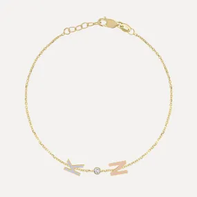 Enamel Letter Bracelet with Diamond Bezel