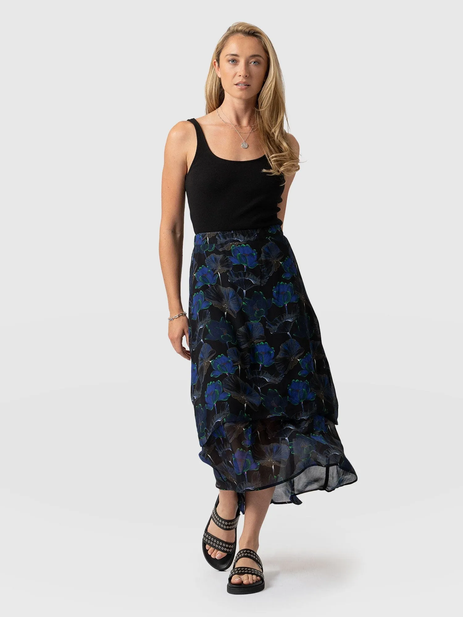 Etta Layered Skirt - Blue Flora