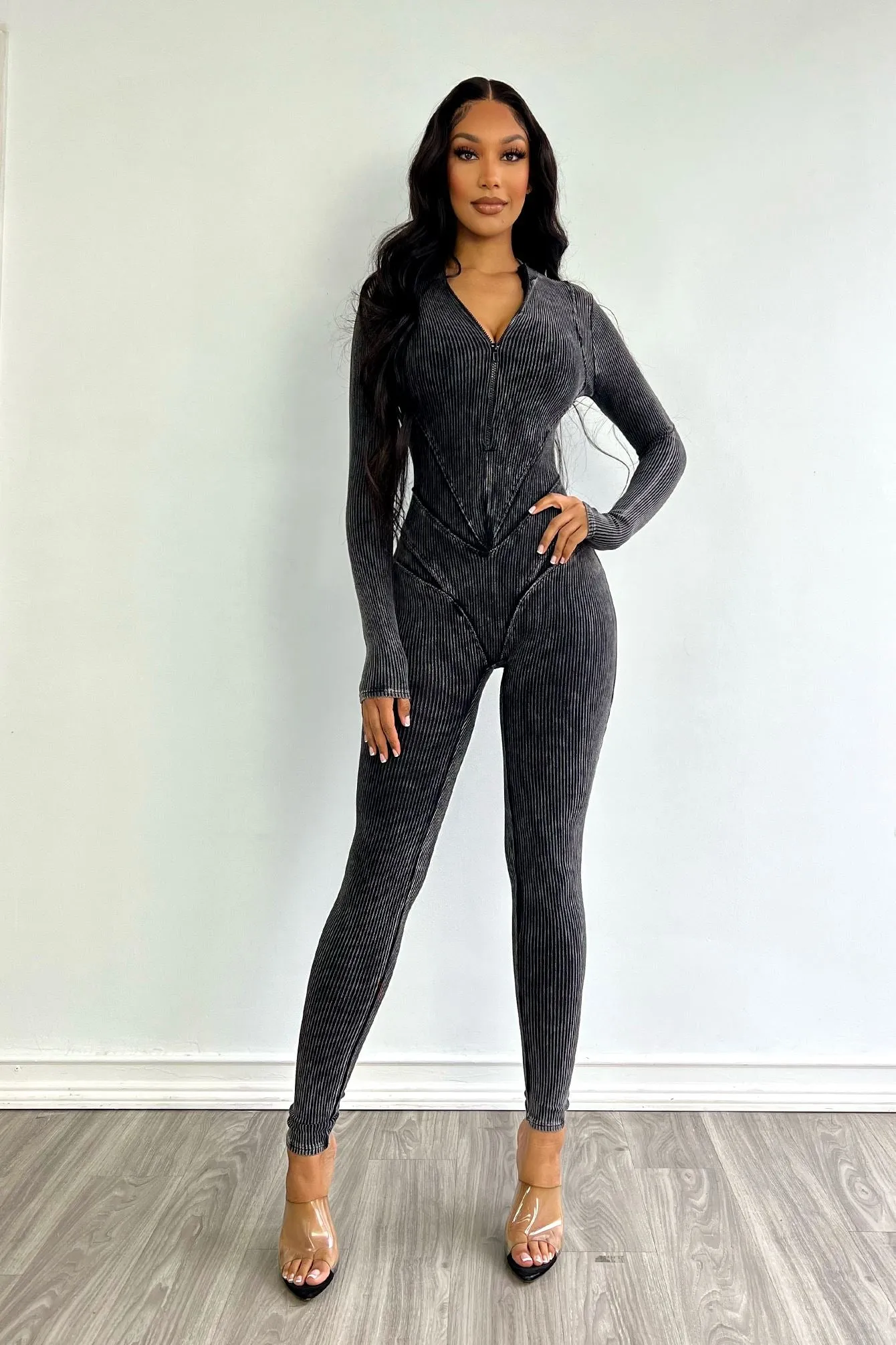 Fallon Mineral Washed Stitch Out Jumpsuit