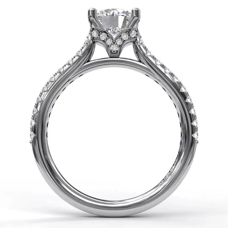 Fana 14K White Gold 4-Prong Engagement Ring with Diamond Accents (Setting Only)