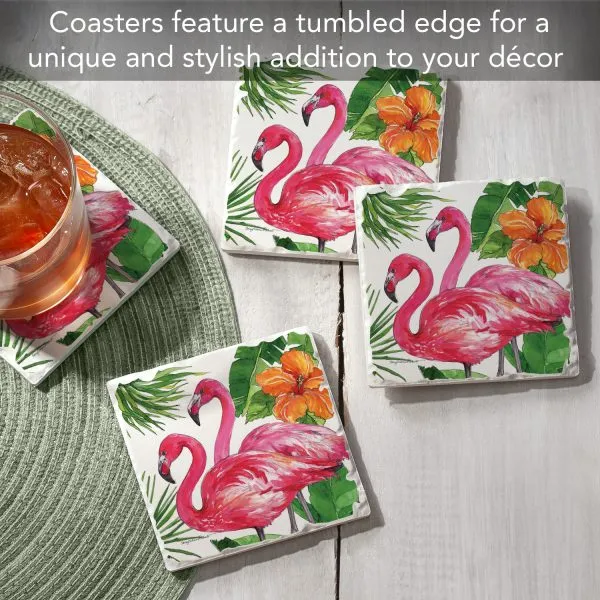 Flamingo Tropical Coaster Set