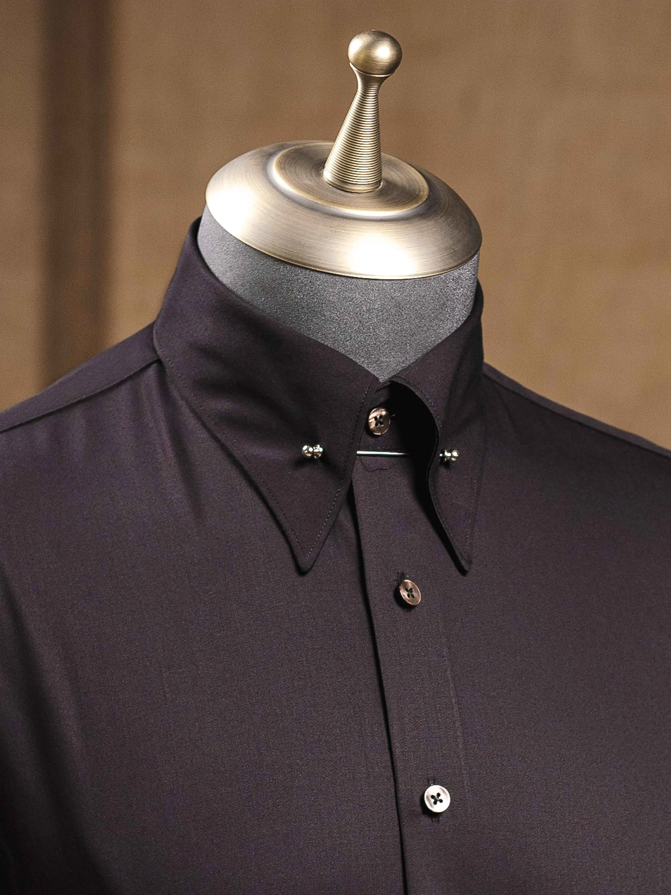 Formal Shirt - Black Pinned-Collar