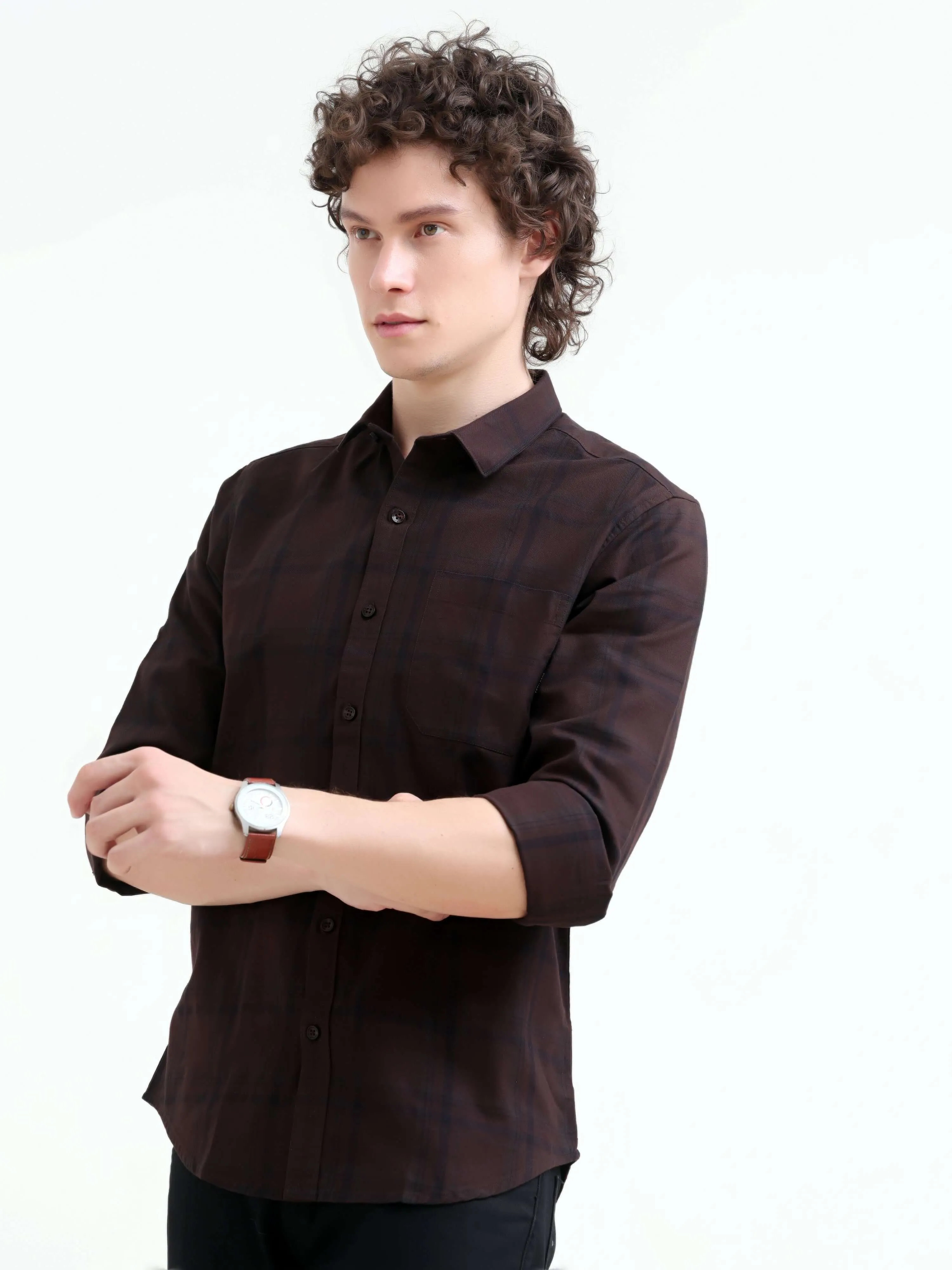 Frazey brown dupplin check shirt