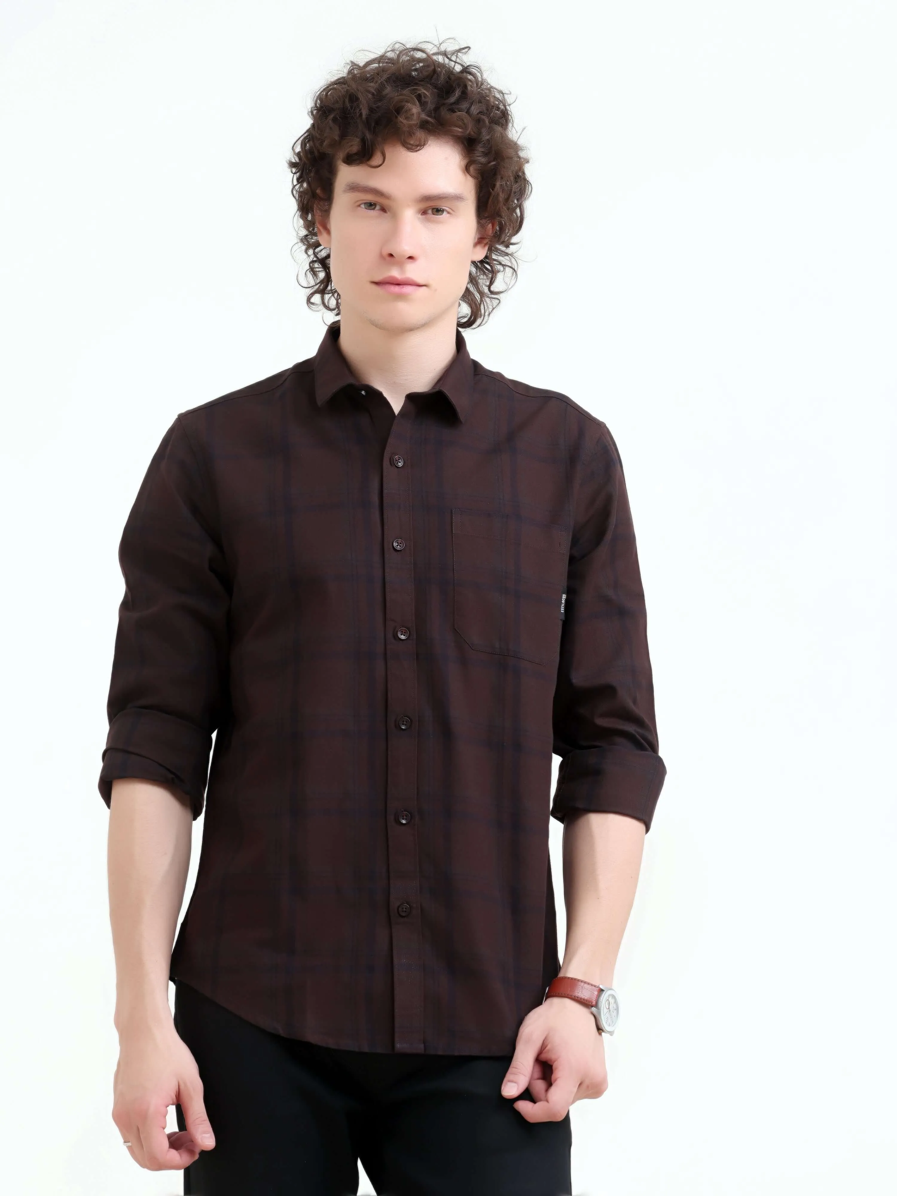 Frazey brown dupplin check shirt