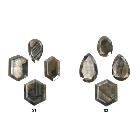 Golden Brown CHOCOLATE BLUE Sheen SAPPHIRE Gemstone Normal Cut : Natural Untreated Sapphire Hexagon Pear Shape 4pcs Sets