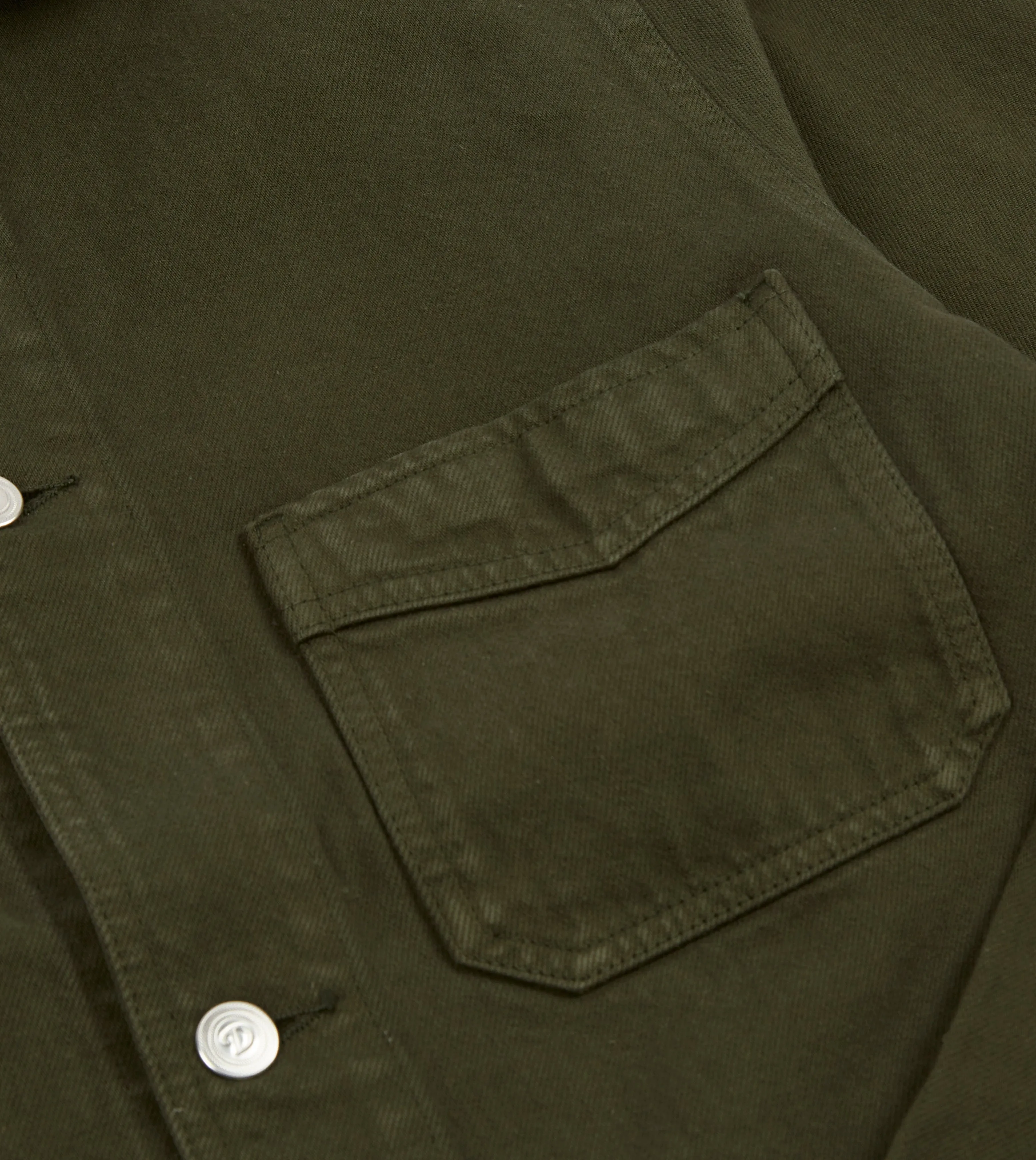 Green Heavy Twill Cotton Five-Pocket Chore Jacket