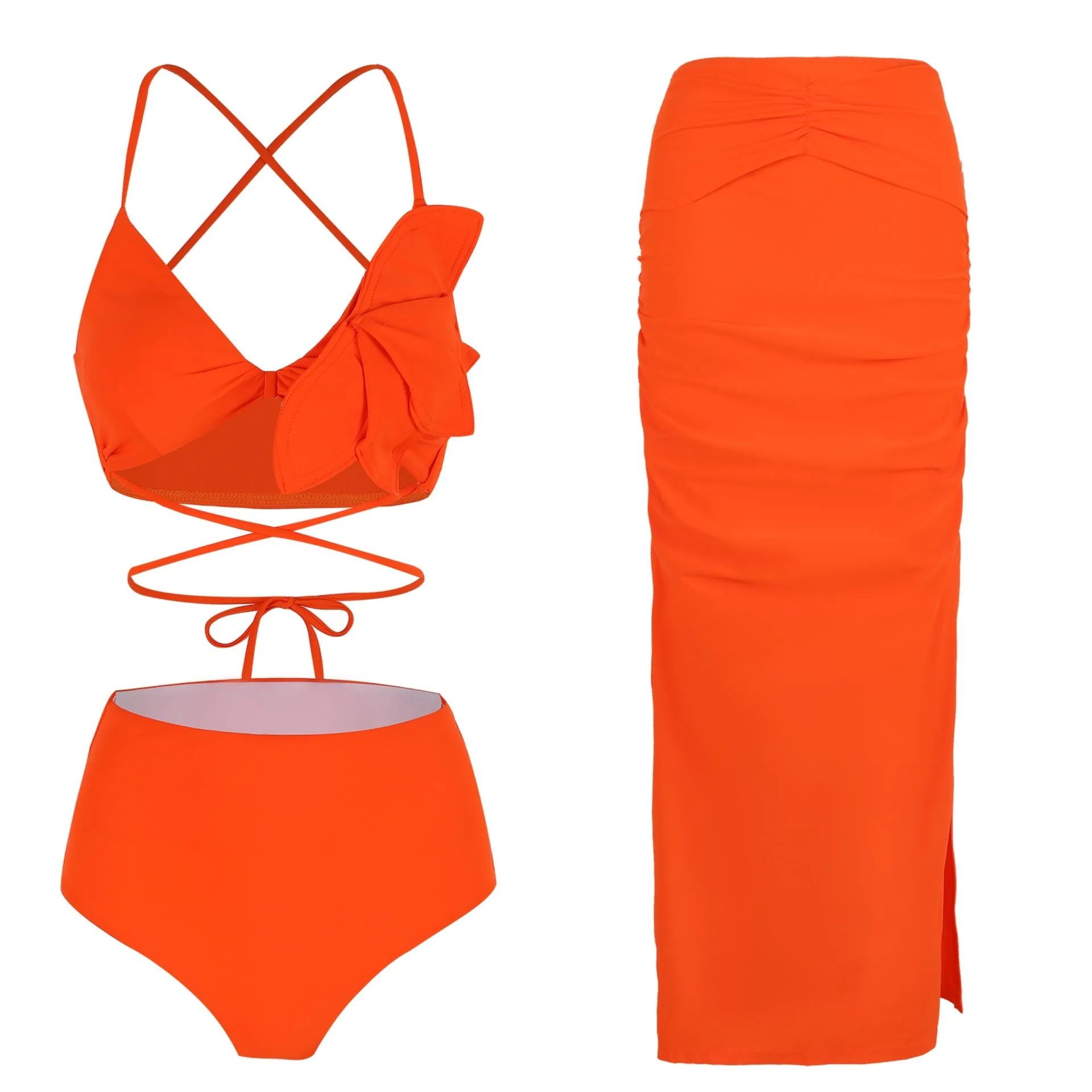 High Waisted Bikini Three Piece Set CZ23095O