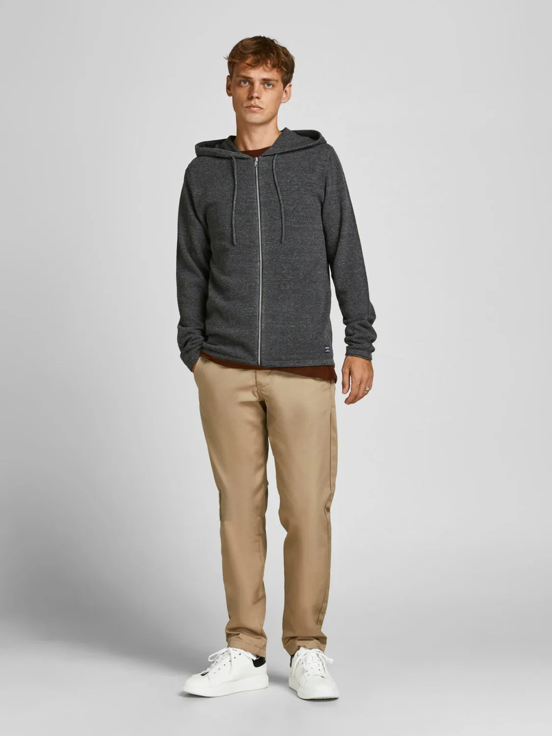 Jack & Jones Mens 'JJEHILL' Knit Zip Hooded Cardigan