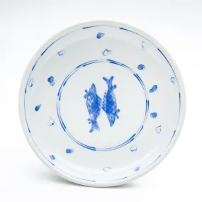 Japanese Ceramic Porcelain Two Fish Plate