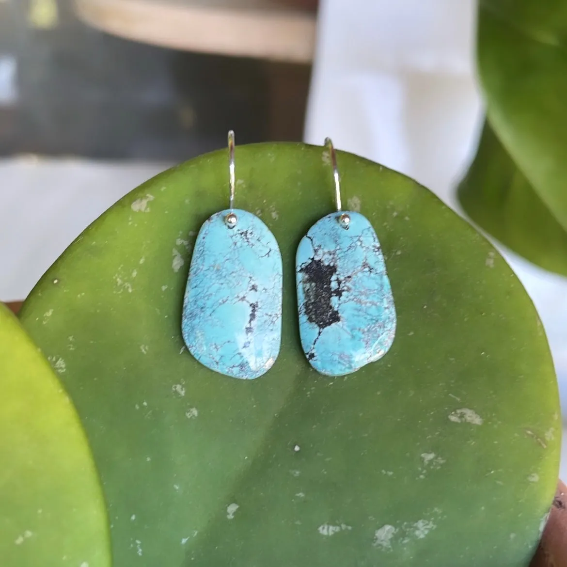 Large Freeform turquoise earrings