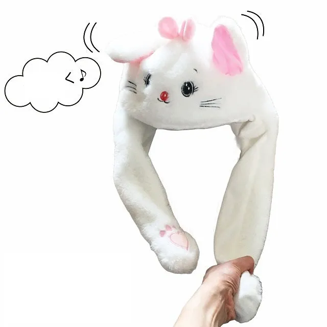 LED Movable-Ear White Kitty Hat