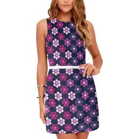 lg lav purple print Eos Women's Sleeveless Dress (Model D01)