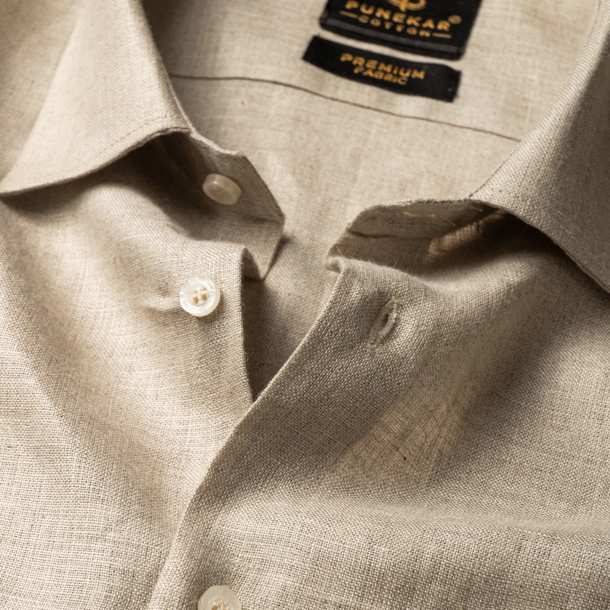 Light Beige Color Prime Linen Shirt For Men