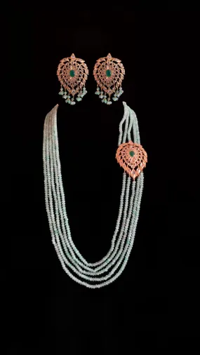 LN53 Tanmayee bridal multistranded necklace with earrings( READY TO SHIP )