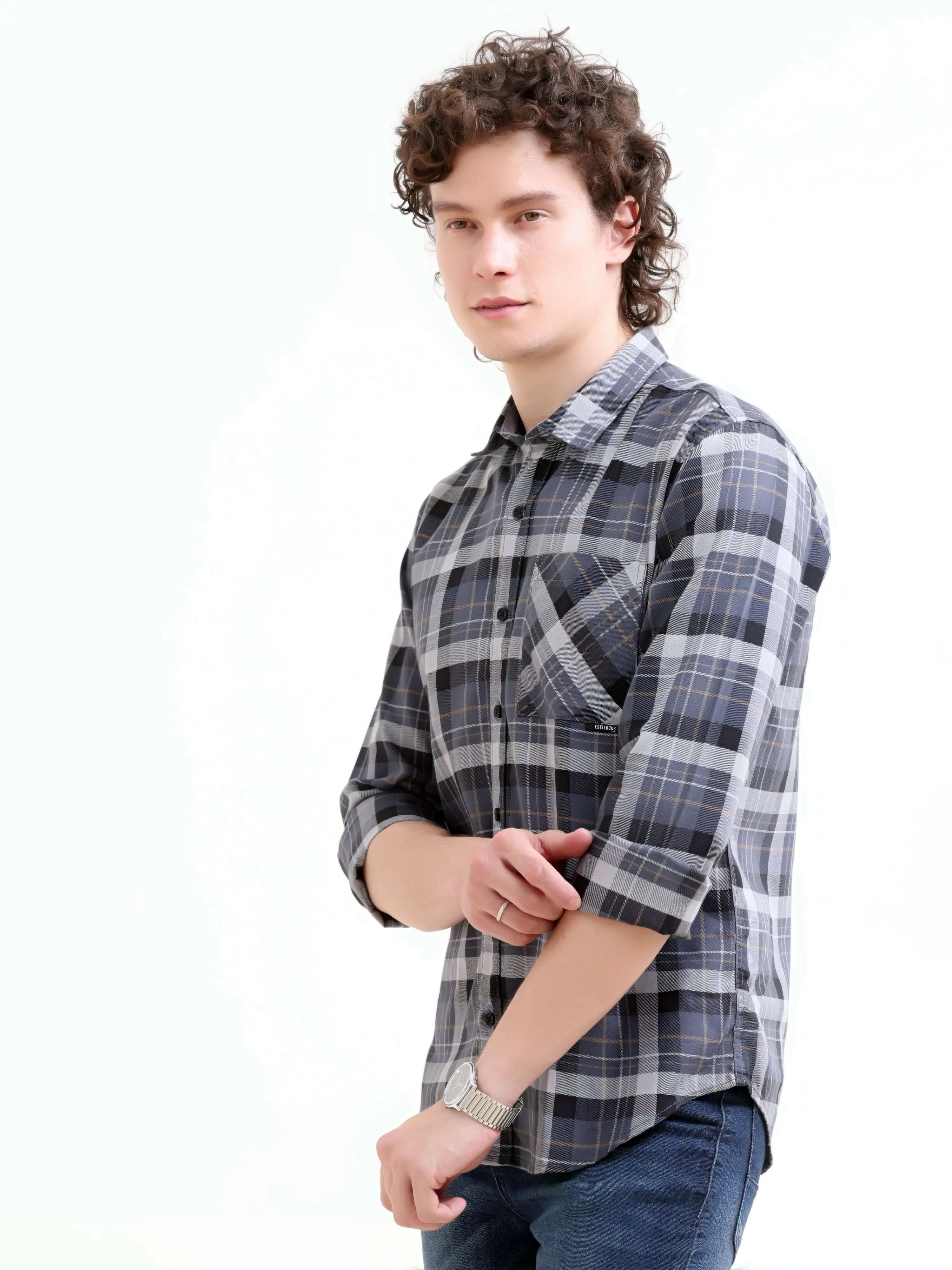 Melfi teal dupplin check shirt