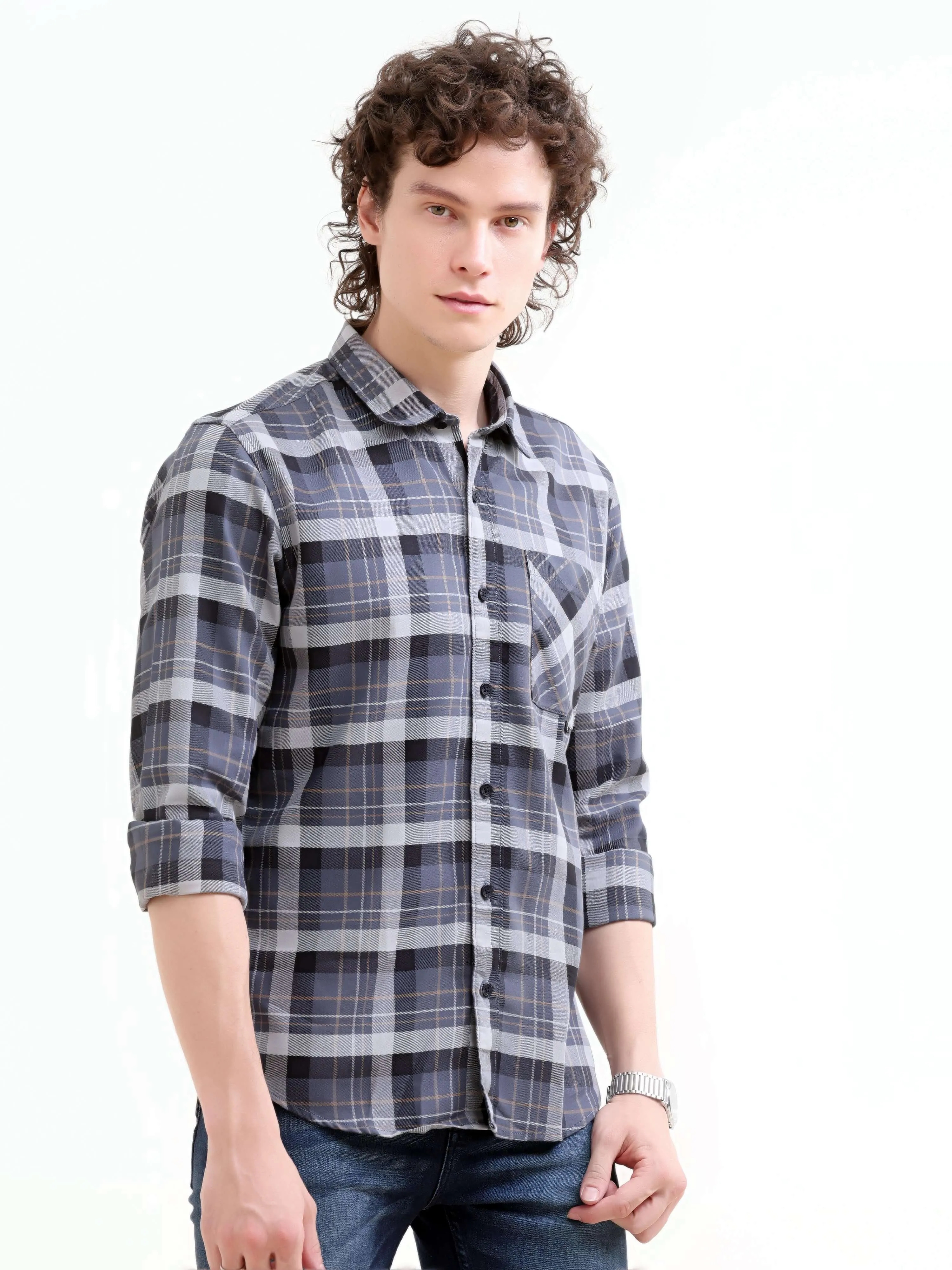 Melfi teal dupplin check shirt