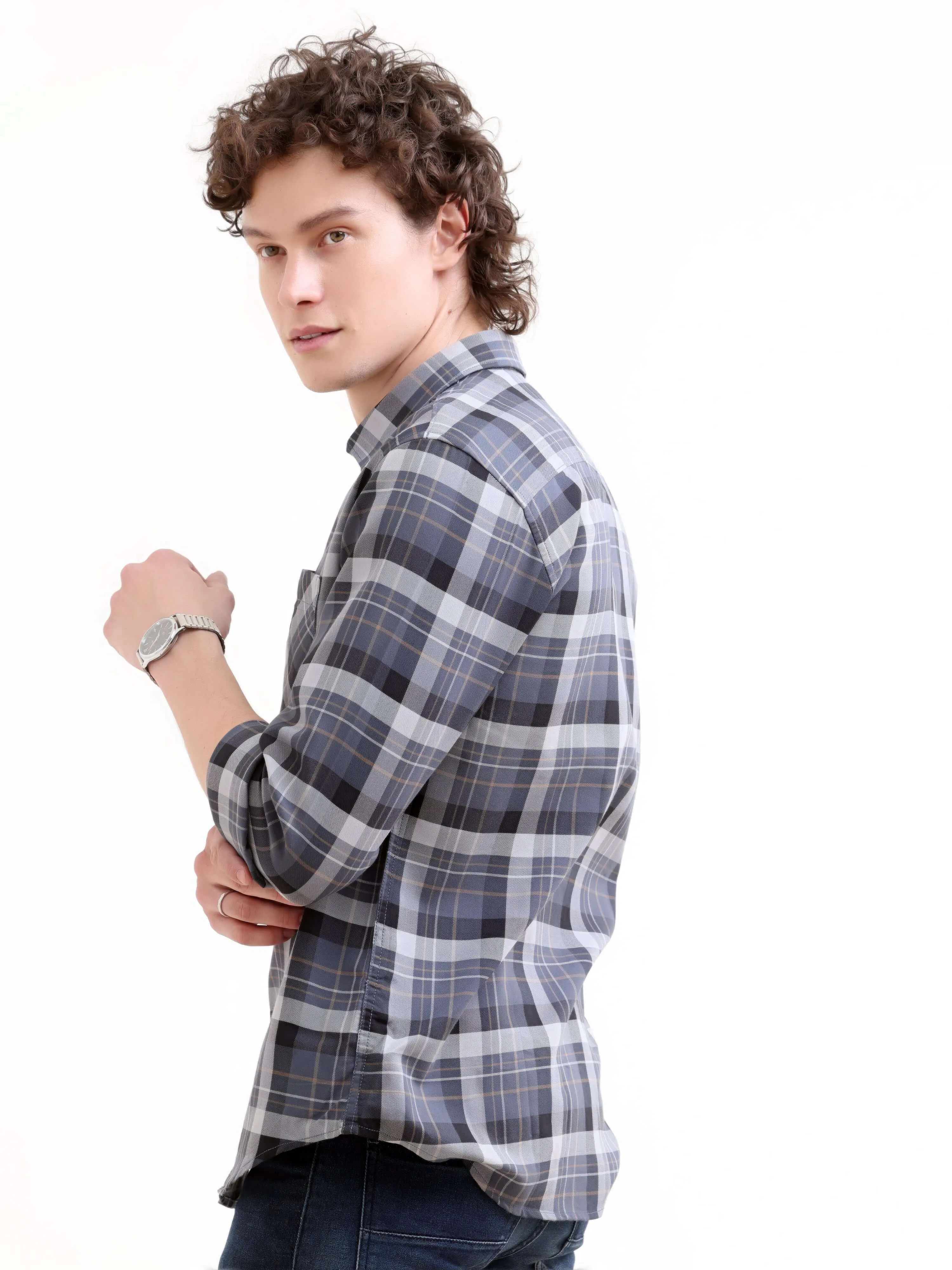 Melfi teal dupplin check shirt