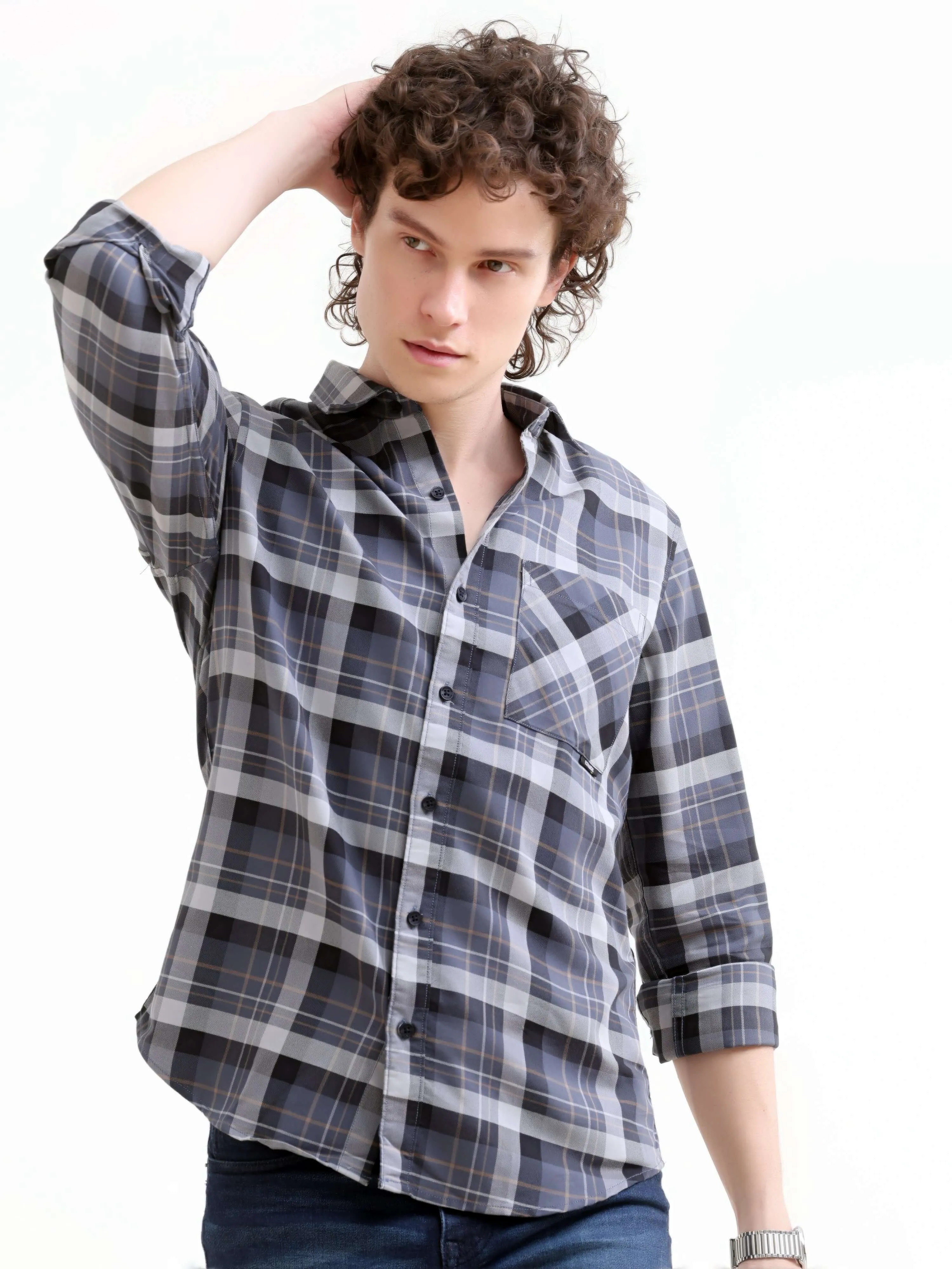 Melfi teal dupplin check shirt