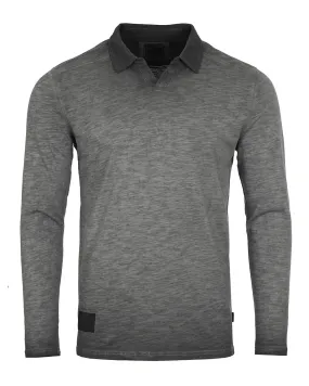 Mens Long Sleeve Vintage V-Neck Henley Polo T-Shirt